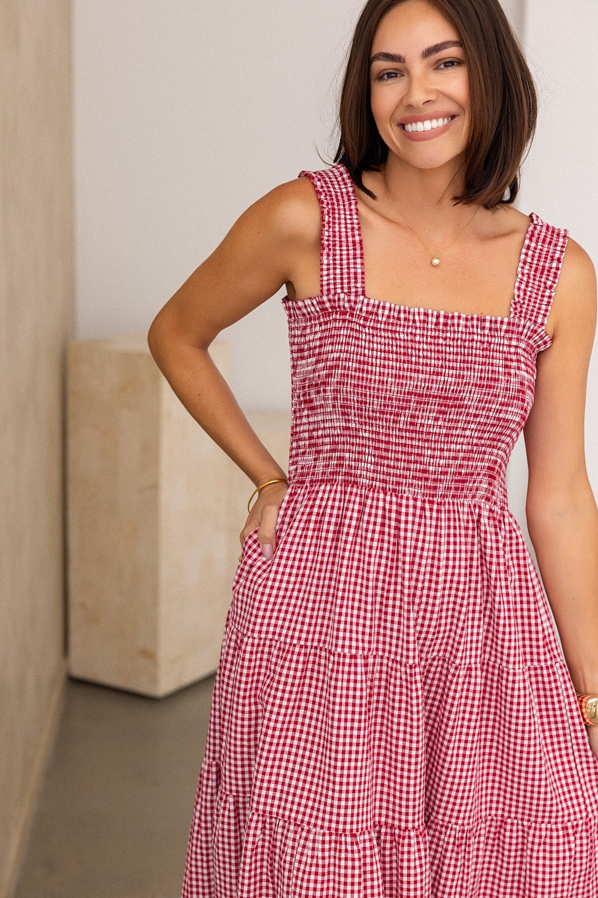 Adele Dress - Red Gingham - Image 8