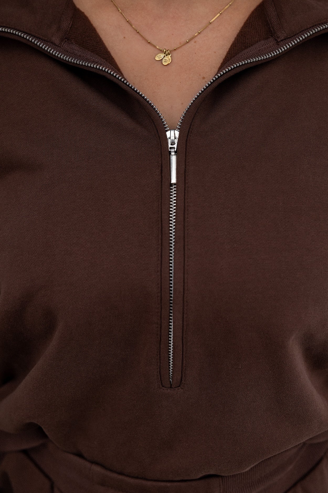 Collar Zip Sweater - Cocoa - Image 6