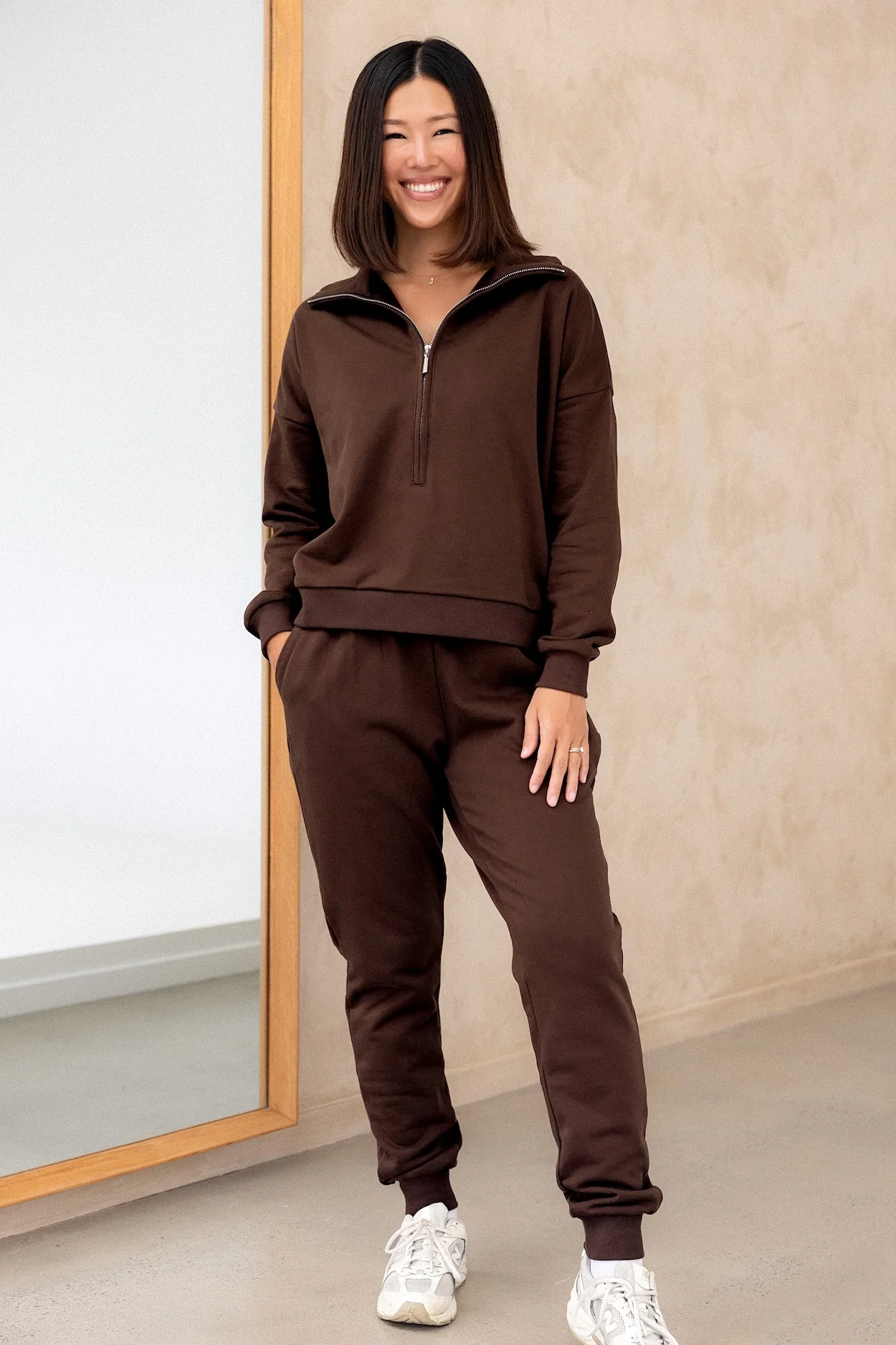 Collar Zip Sweater - Cocoa - Image 7