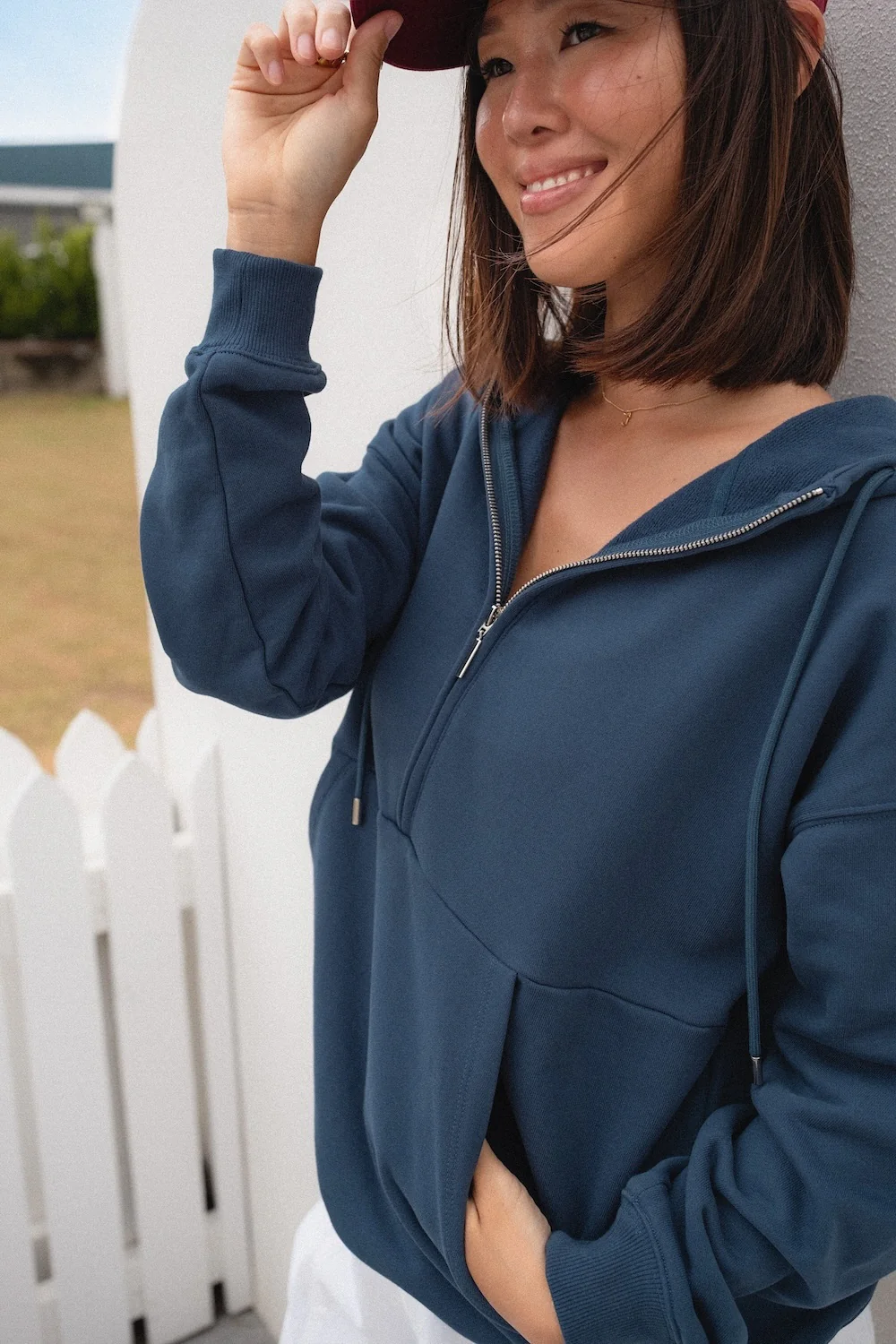 Half Zip Hoodie - Steel - Image 3