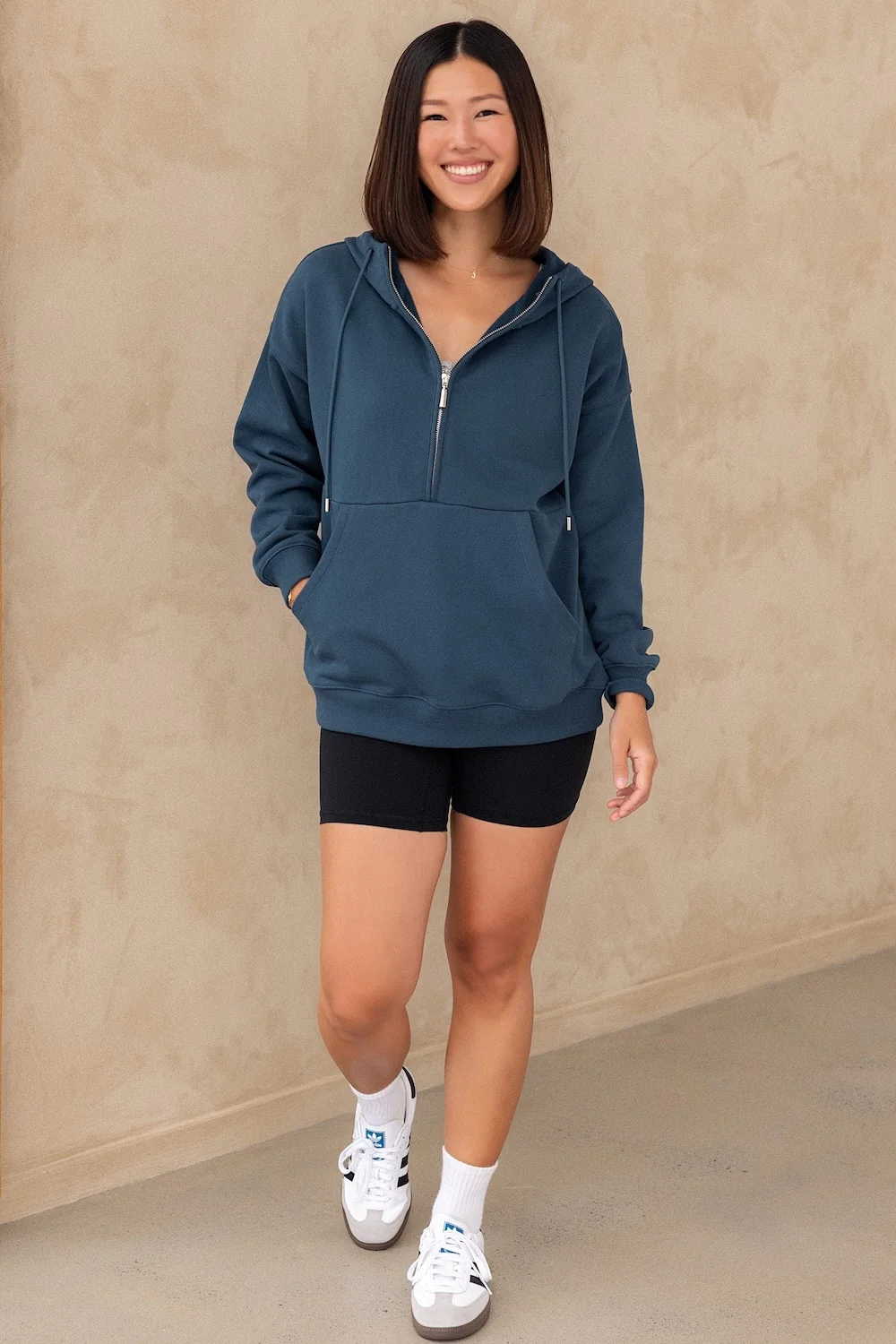 Half Zip Hoodie - Steel - Image 4