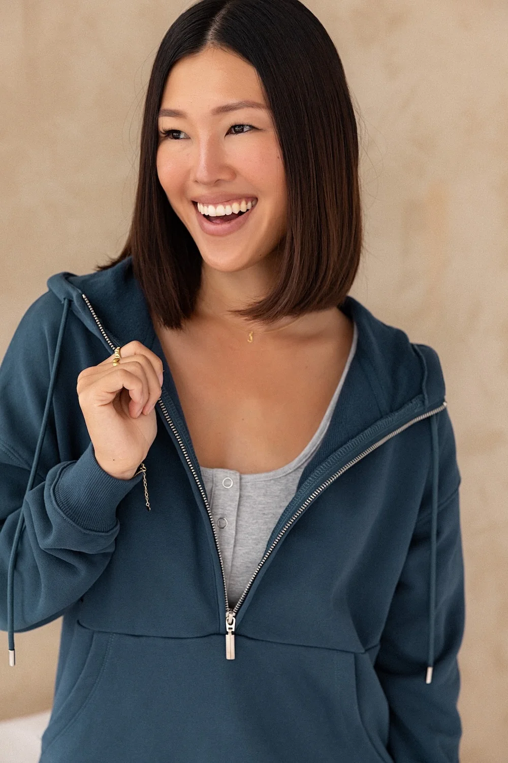 Half Zip Hoodie - Steel - Image 6