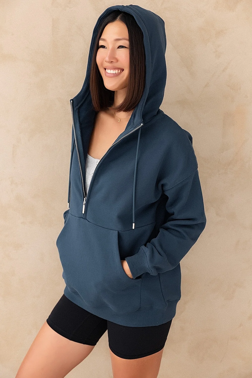 Half Zip Hoodie - Steel - Image 8