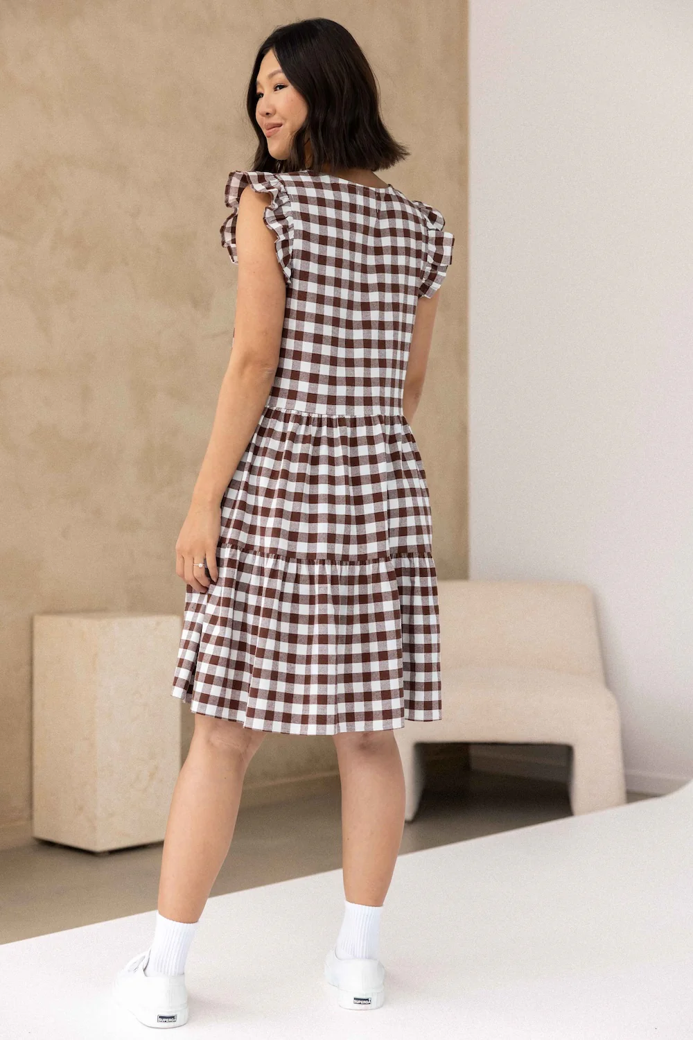 Lucy Dress - Chocolate Gingham - Image 5