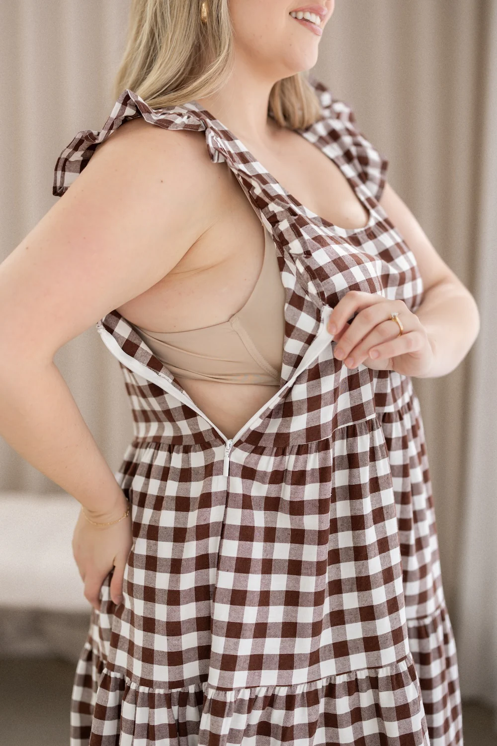 Lucy Dress - Chocolate Gingham - Image 8
