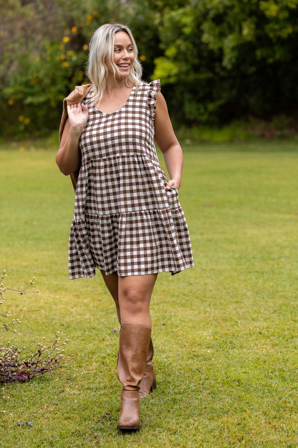 Lucy Dress - Chocolate Gingham - Image 9