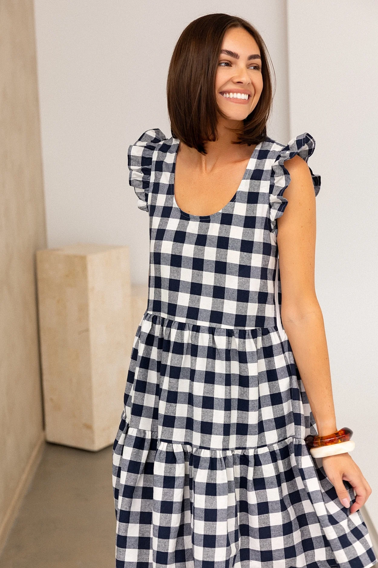 Lucy Dress - Navy Gingham - Image 4