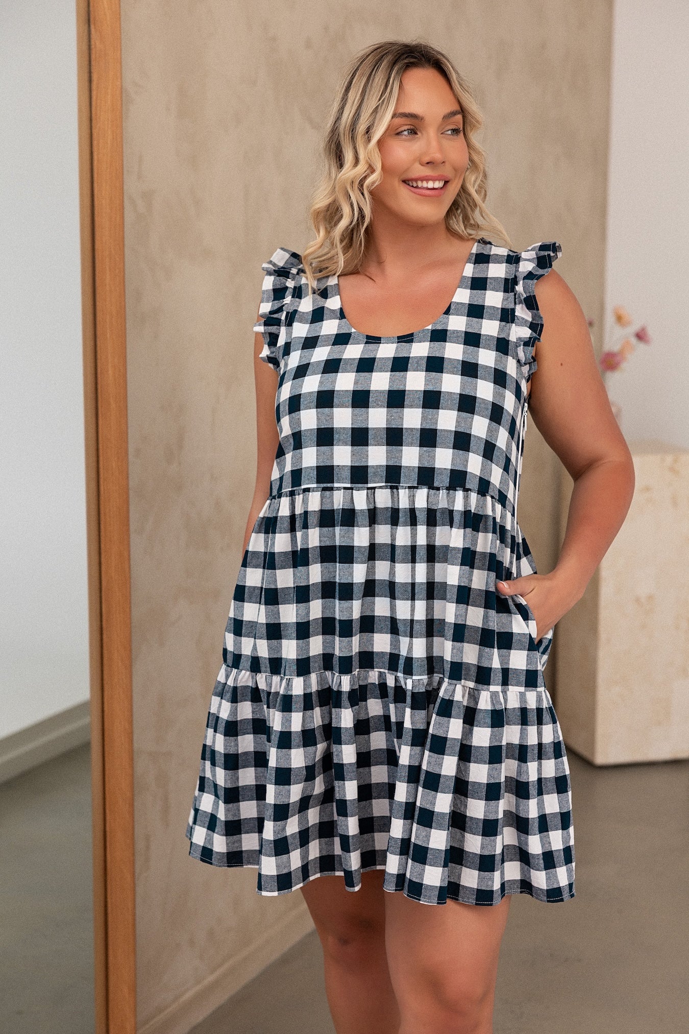 Lucy Dress - Navy Gingham - Image 7