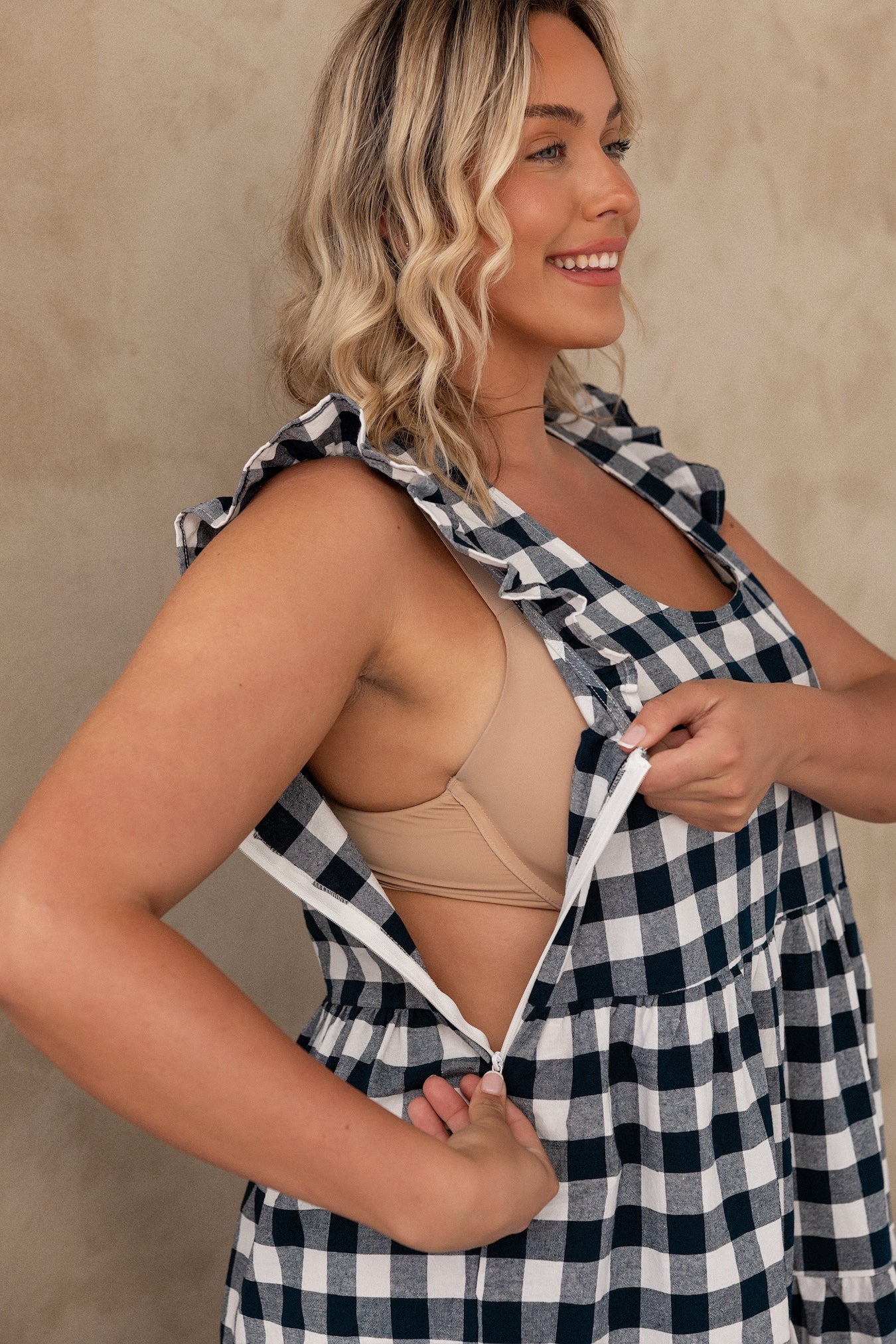 Lucy Dress - Navy Gingham - Image 8