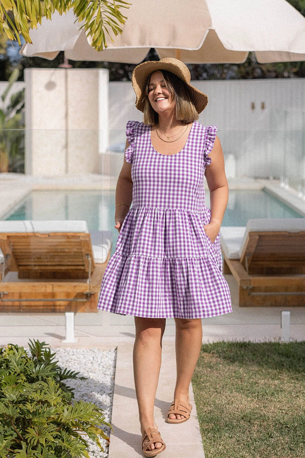 Lucy Dress - Purple Gingham - Image 11
